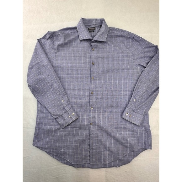 Van Heusen Other - Van Heusen Flex Slim Fit Stretch Dress Shirt Blue Glen Plaid Mens 17.5 32/33 XL